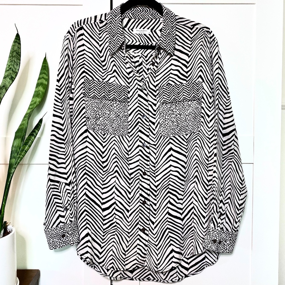 EQUIPMENT Mixed Animal Print Silk Shirt